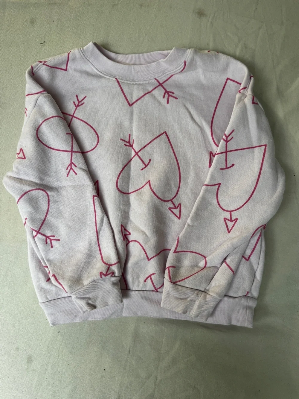 Gap Fall Light pink Crewneck Sweat shirt with Pink Heart Arrow Print girls 4T